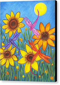 Sunflowers and Dragonflies Canvas Print