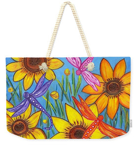 Sunflowers and Dragonflies Beach Bag