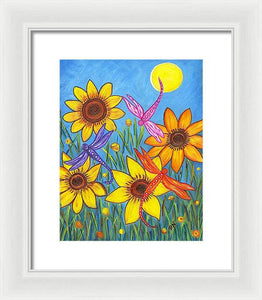 Sunflowers and Dragonflies Framed Print