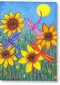 Sunflowers and Dragonflies Greeting Card