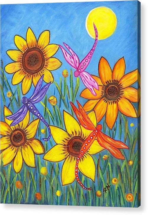 Sunflowers and Dragonflies Acrylic Print